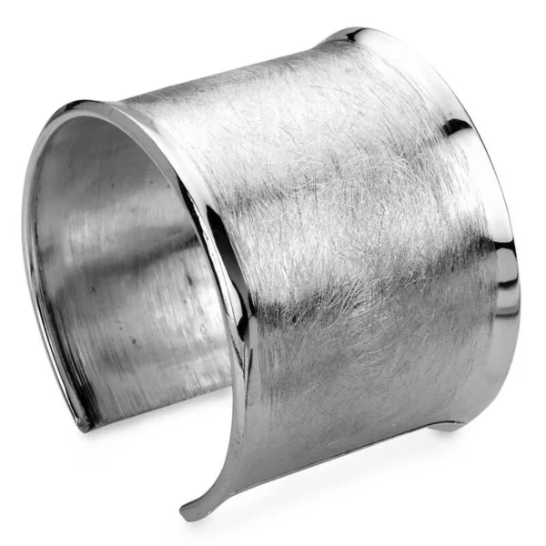Silver Wide Brushed Cuff Bangle