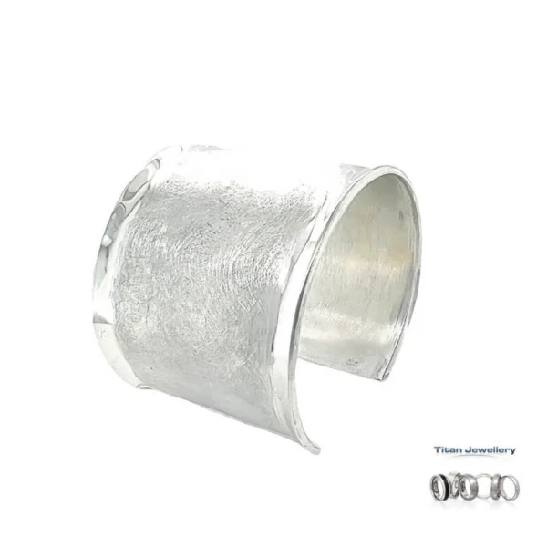 Silver Wide Brushed Cuff Bangle (image 6)