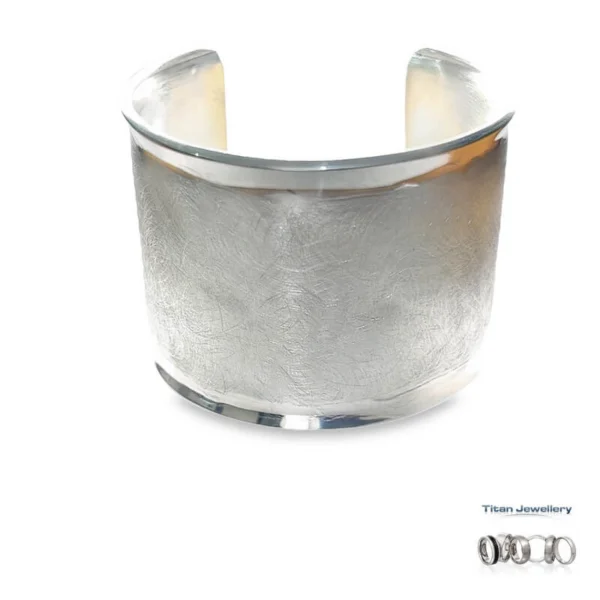 Silver Wide Brushed Cuff Bangle, TJ1306