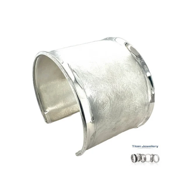 Silver Wide Brushed Cuff Bangle (image 5)