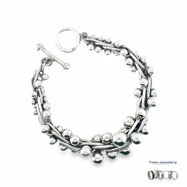 Tianguis Jackson, Silver Graduated Barbed Wire Bauble Bracelet