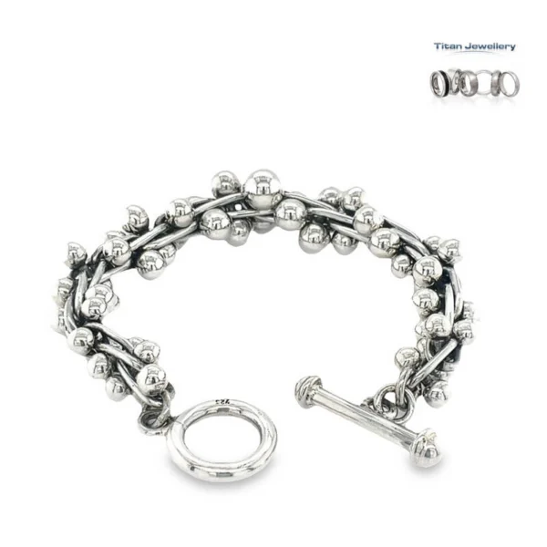 Silver Graduated Barbed Wire Bauble Bracelet (image 5)