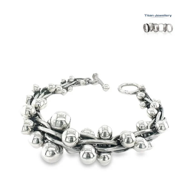 Silver Graduated Barbed Wire Bauble Bracelet (image 6)