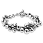 Silver Graduated Barbed Wire Bauble Bracelet
