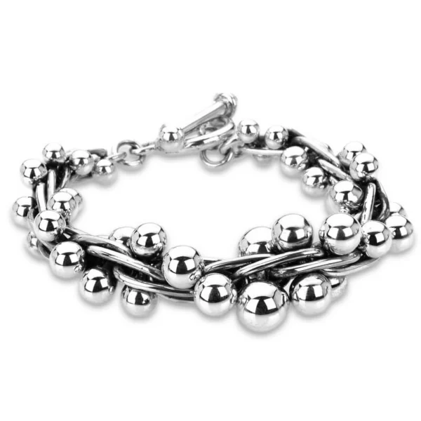 Silver Graduated Barbed Wire Bauble Bracelet