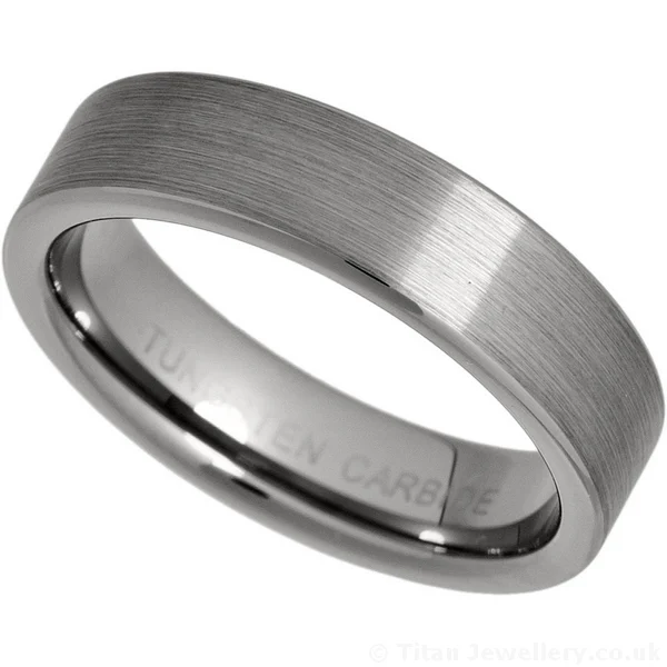 5mm Comfort Fit Brushed Tungsten Wedding Band, TURM24