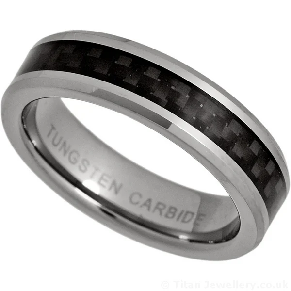 5mm Tungsten Ring with Black Carbon Fibre Inlay, TURM31