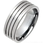 Mens 8mm Ridged Tungsten Carbide Ring