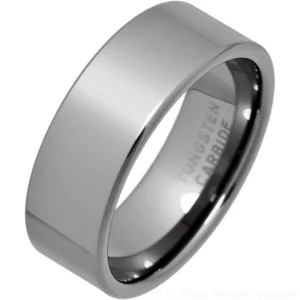 8mm Flat Tungsten Carbide Wedding Ring