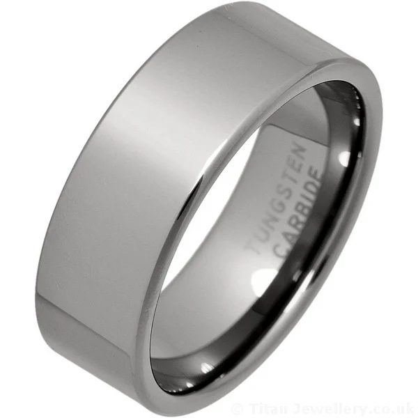 8mm Flat Tungsten Carbide Wedding Ring
