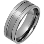Mens 8mm Textured Stripe Tungsten Ring