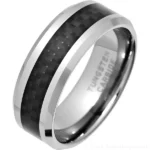 8mm Tungsten Ring with Black Carbon Fibre Inlay