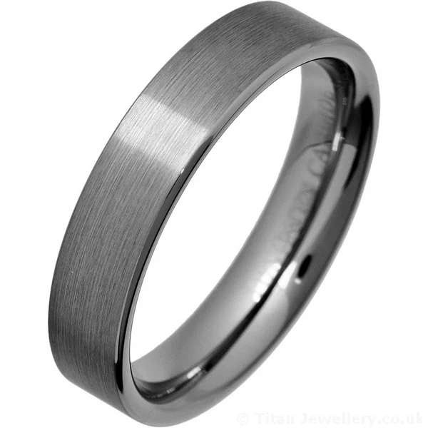 5mm Comfort Fit Brushed Tungsten Wedding Band
