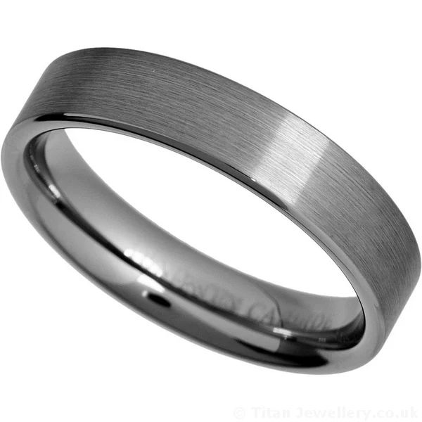 5mm Comfort Fit Brushed Tungsten Wedding Band, brushed tungsten carbide ring