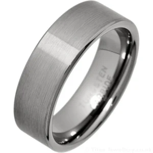 7mm Comfort Fit Brushed Tungsten Wedding Band