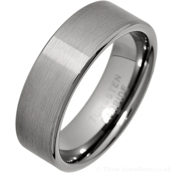 7mm Comfort Fit Brushed Tungsten Wedding Band