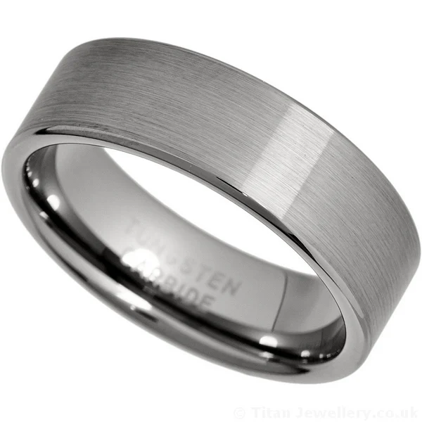 7mm Comfort Fit Brushed Tungsten Wedding Band, men's brushed tungsten wedding band