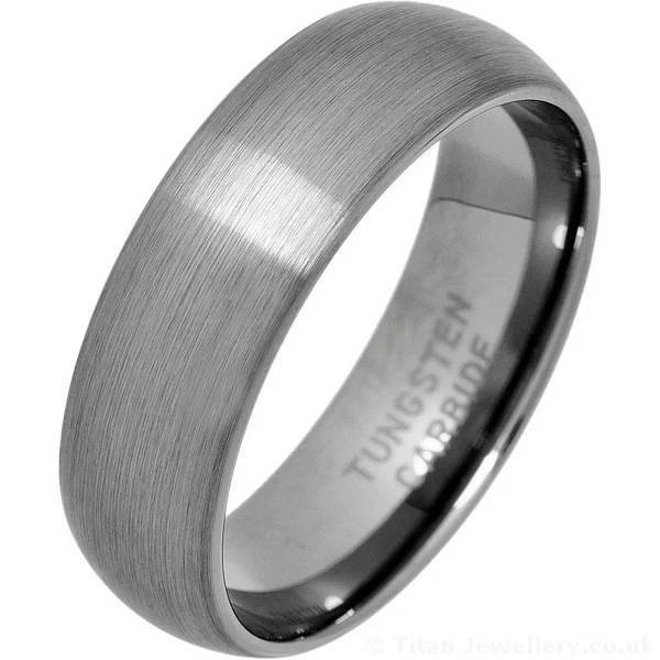 7mm Brushed Court Tungsten Wedding Ring
