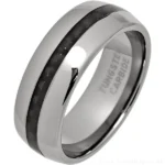 8mm Tungsten Carbide Ring with Black Carbon Fibre