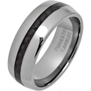 8mm Tungsten Carbide Ring with Black Carbon Fibre