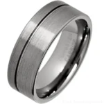 Mens 8mm Brushed Tungsten Groove Ring