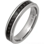 5mm Tungsten Ring with Black Carbon Fibre Inlay