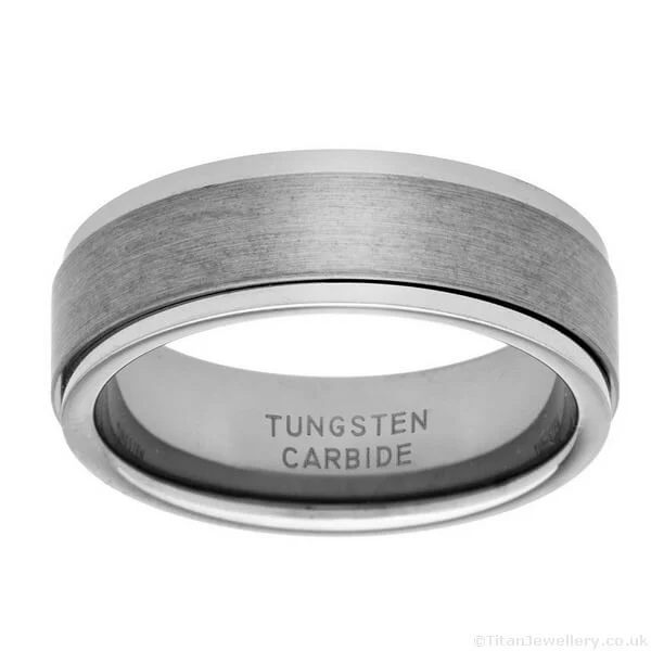 8mm Brushed Centre Tungsten Spinner Ring, tungsten spinner ring