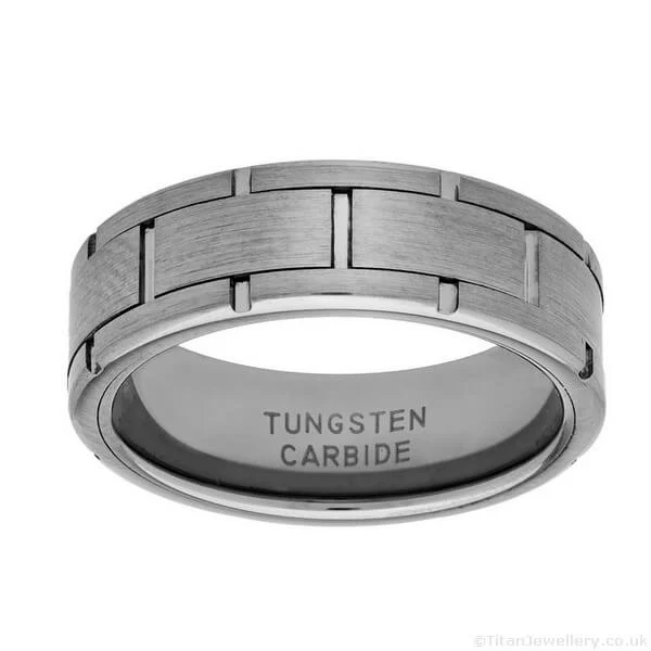 7.5mm Wide Brick Design Tungsten Spinner Ring