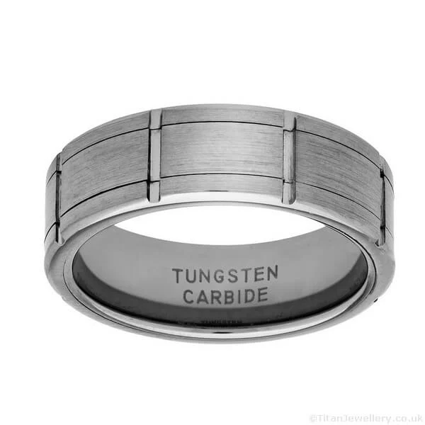 7.5mm Wide Brick Design Tungsten Spinner Ring, men's spinner ring
