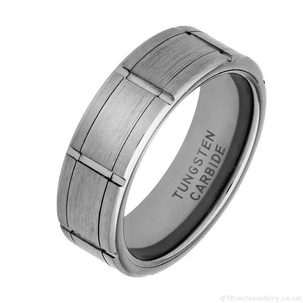 Titan Jewellery, 7.5mm Wide Brick Design Tungsten Spinner Ring