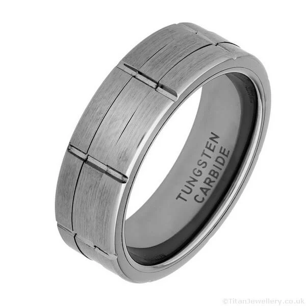 Titan Jewellery, 7.5mm Brick Design Tungsten Spinner Ring