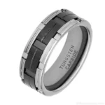 8mm Tungsten and Black Zirconia Spinner Ring