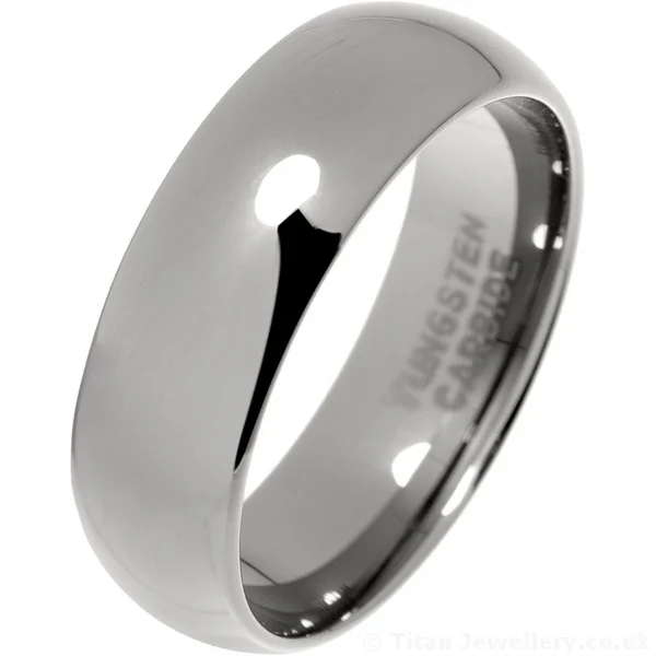 7mm Mens Court Tungsten Carbide Wedding Ring