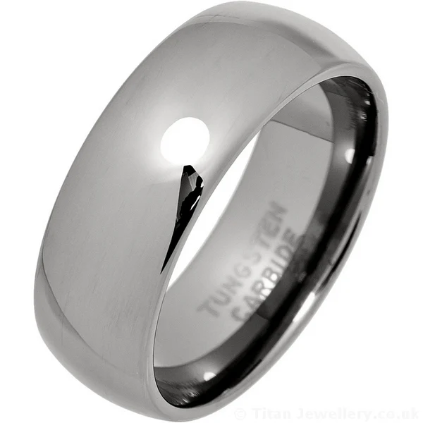 8mm Mens Court Tungsten Carbide Wedding Ring