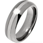 7mm Men's Silver Inlay Tungsten Ring