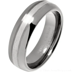 7mm Men’s Silver Inlay Tungsten Ring