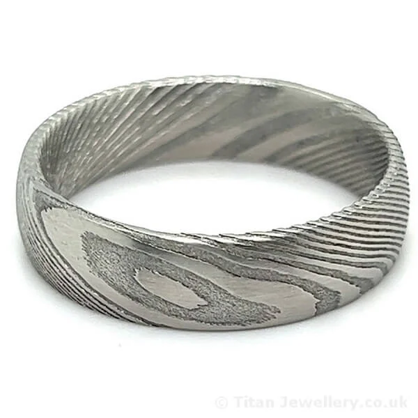 6mm Woodgrain Damascus Steel Ring (image 7)