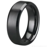7mm Brushed Black Zirconia Ceramic Chamfered Ring