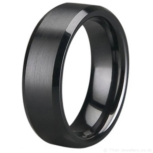 7mm Brushed Black Zirconia Ceramic Chamfered Ring 7mm Brushed Black Zirconia Ceramic Chamfered Ring