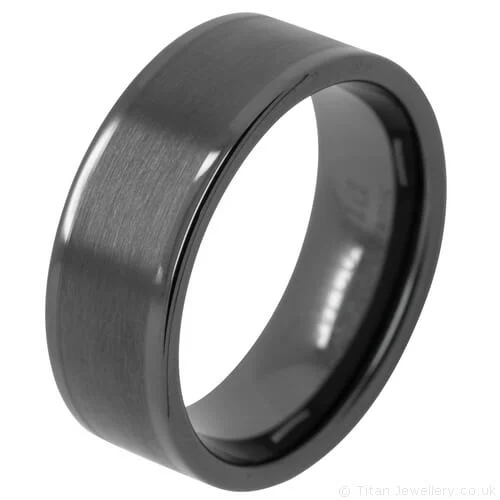 8mm Brushed Centre Black Zirconia Ceramic Ring 8mm Brushed Centre Black Zirconia Ceramic Ring