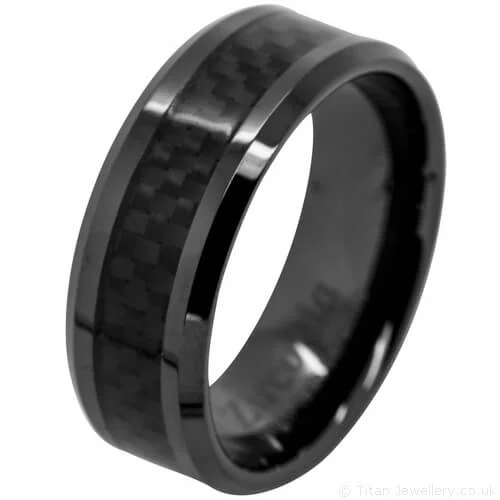 8mm Black Ceramic Zirconia and Carbon Fibre Ring