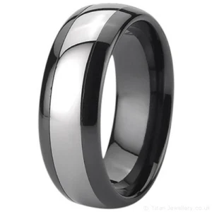 7mm Tungsten Inlay Black Zirconia Ceramic Ring
