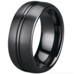 8mm Brushed Zirconia Ceramic Ring with Polished Stripe