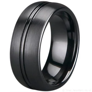 8mm Brushed Zirconia Ceramic Ring with Polished Stripe