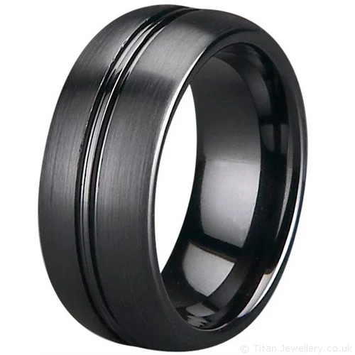 8mm Brushed Zirconia Ceramic Ring with Polished Stripe 8mm Brushed Zirconia Ceramic Ring with Polished Stripe