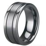 8mm Black Zirconia Ceramic Tramline Wedding Ring