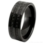 8mm Zirconia Ceramic Black Carbon Fibre Inlays Ring