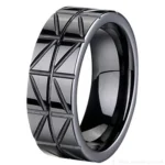 8mm Black Zirconia Ceramic Zigzag Pattern Ring