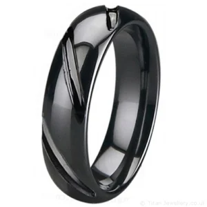 5mm Black Zirconia Ceramic Patterned Court Ring