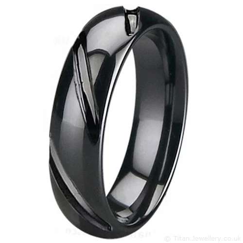 5mm Black Zirconia Ceramic Patterned Court Ring 5mm Black Zirconia Ceramic Patterned Court Ring